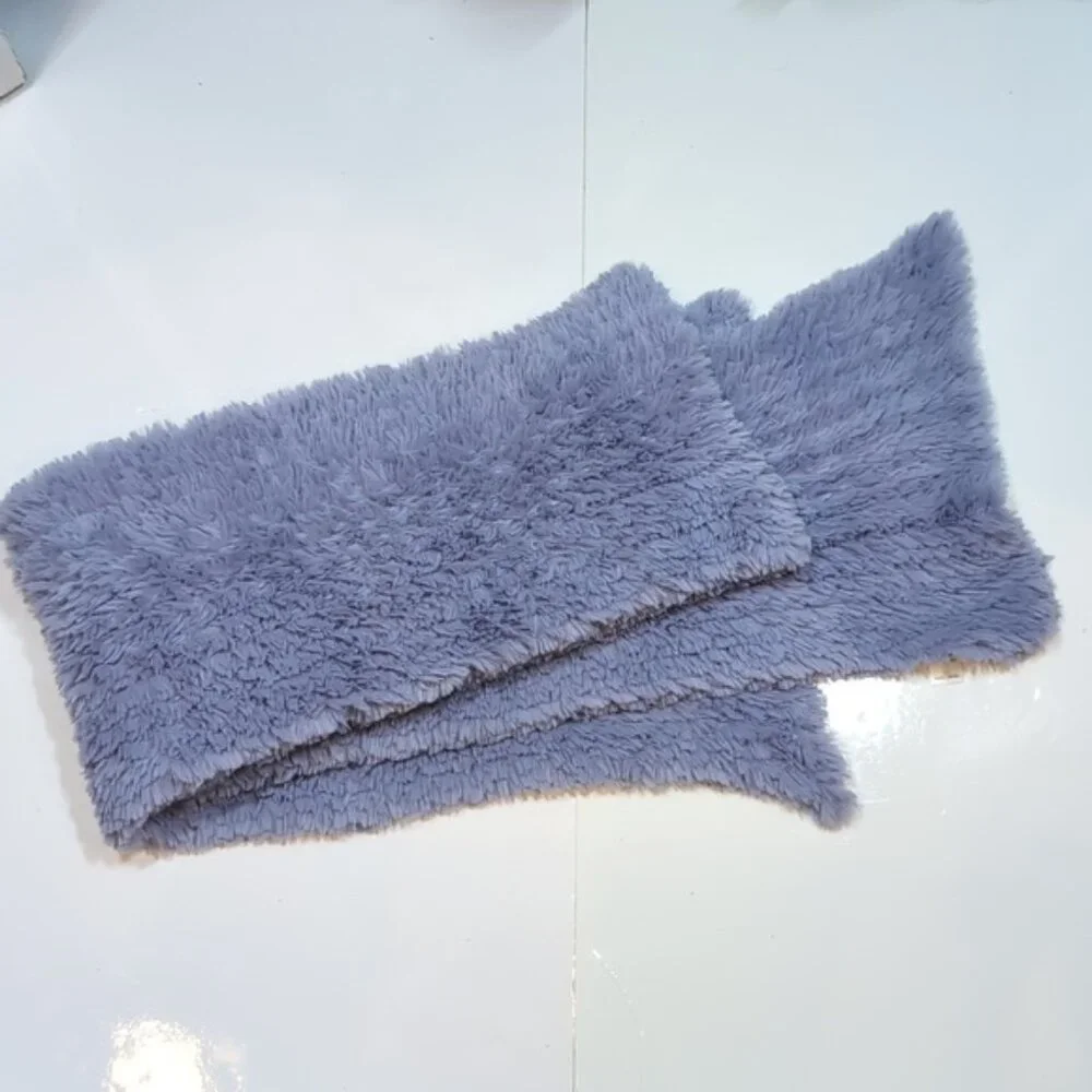 Bluenotes Plush Blue Scarf Long Faux Fur Winter Rectangular Periwinkle